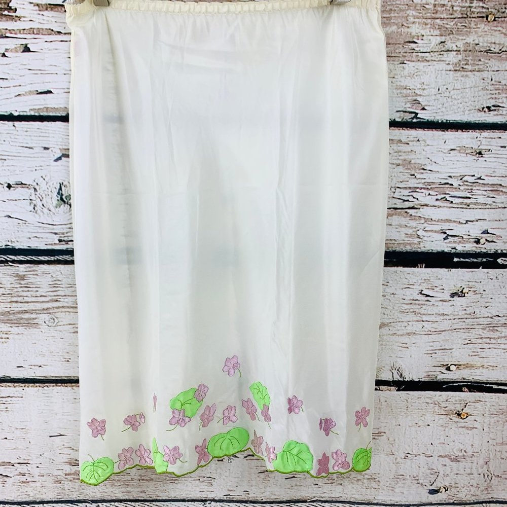 Odette Barsa Vintage Slip Ivory Purple Floral S